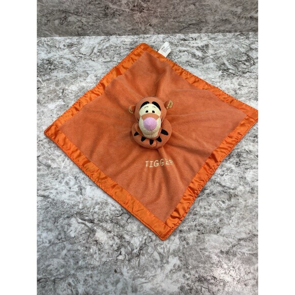 Disney Winnie The Pooh Tigger Baby Security Blanket Lovey Satin Plush Orange - Picture 1 of 4